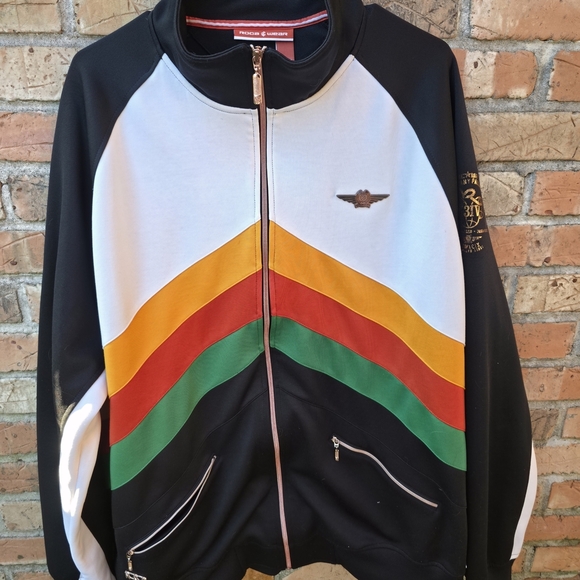 Rocawear Track Jacket Size 3XL Biggie Style Multicolor Stripes Hip Hop - Picture 2 of 12